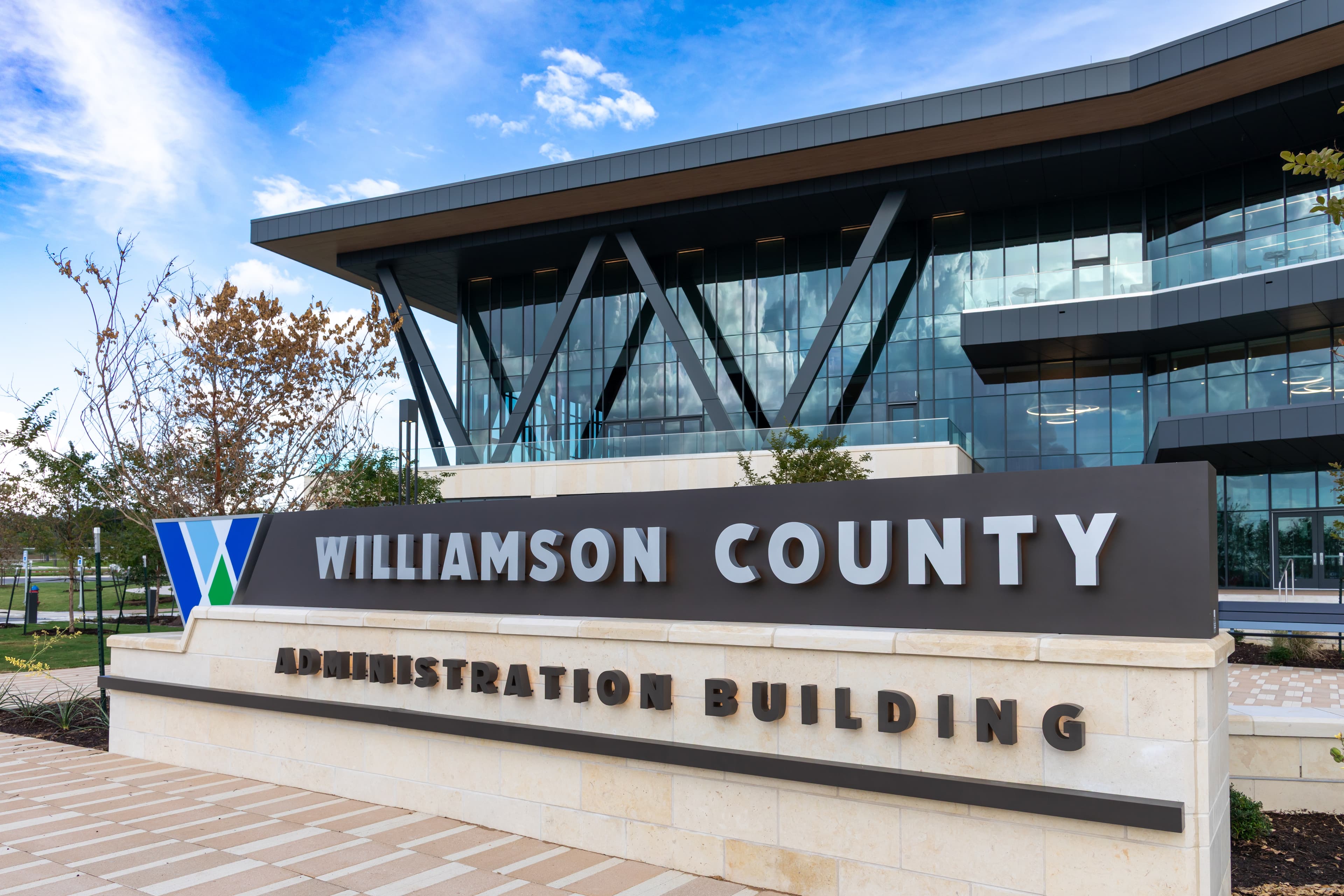 Front entrance sign of the Williamson County Administration Building