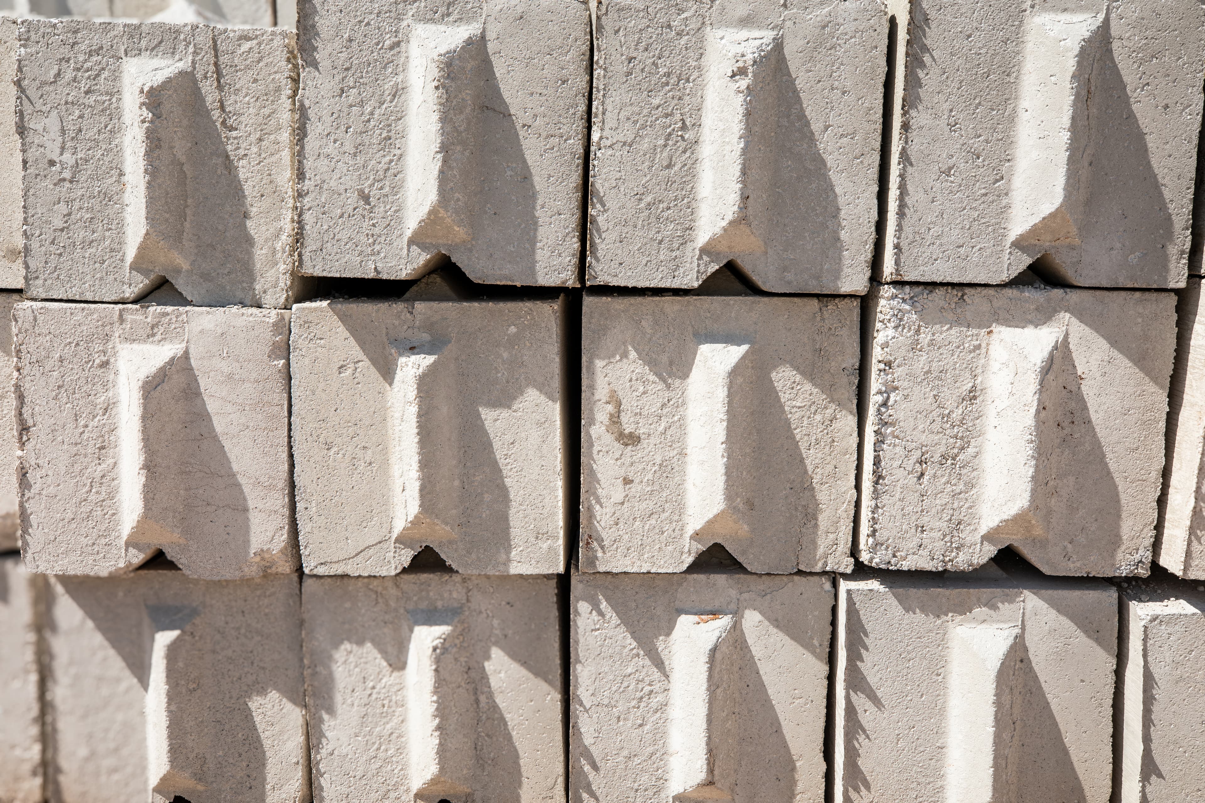 Concrete blocks stacked on top of one another