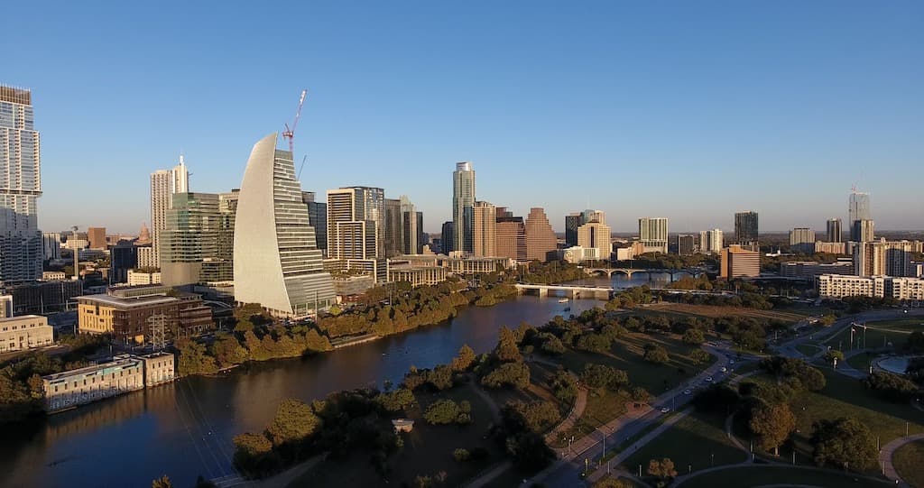 Downtown Austin skyline at sunset