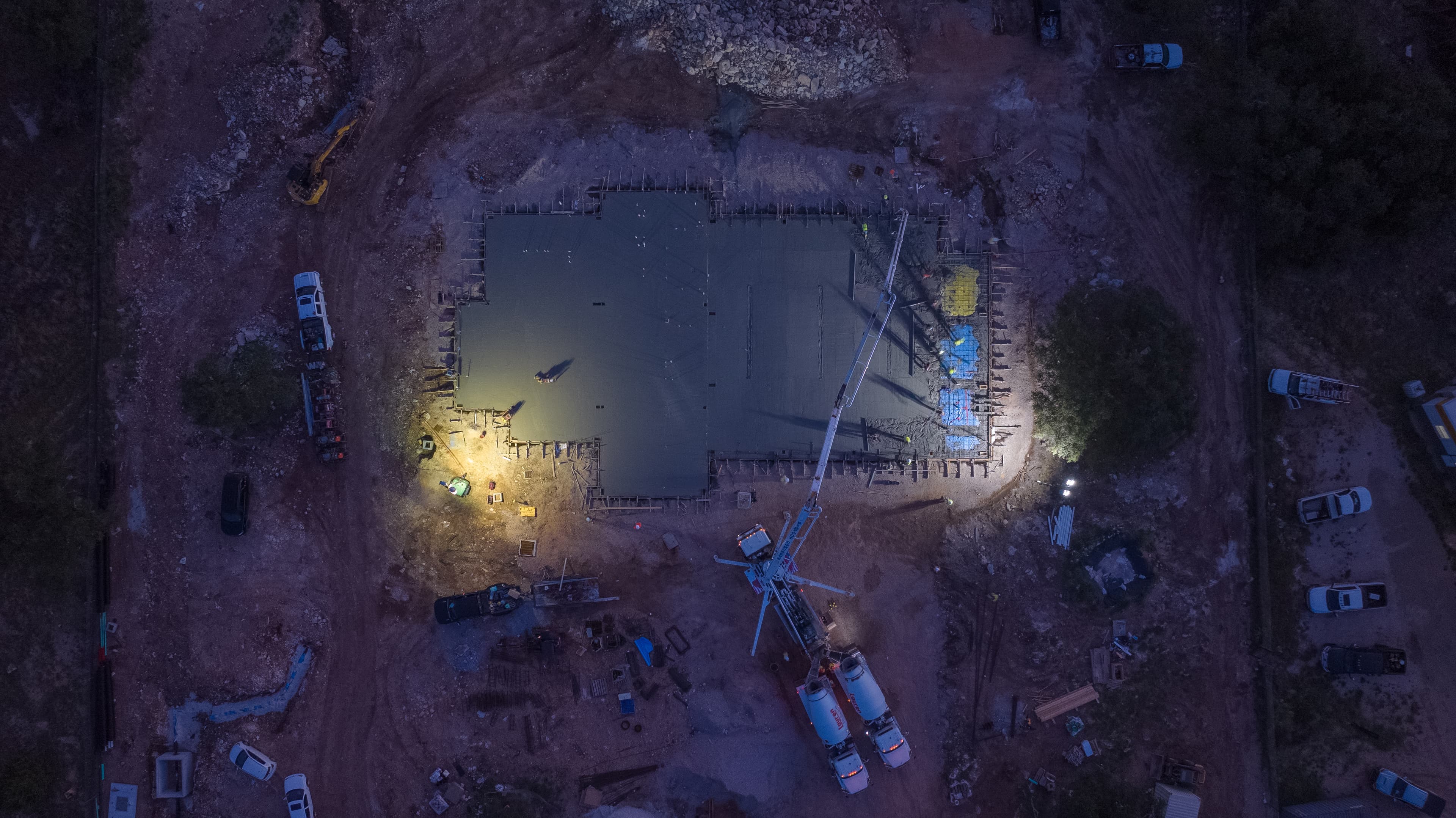 Marble Falls Fire Station Two Foundation Pour from the sky