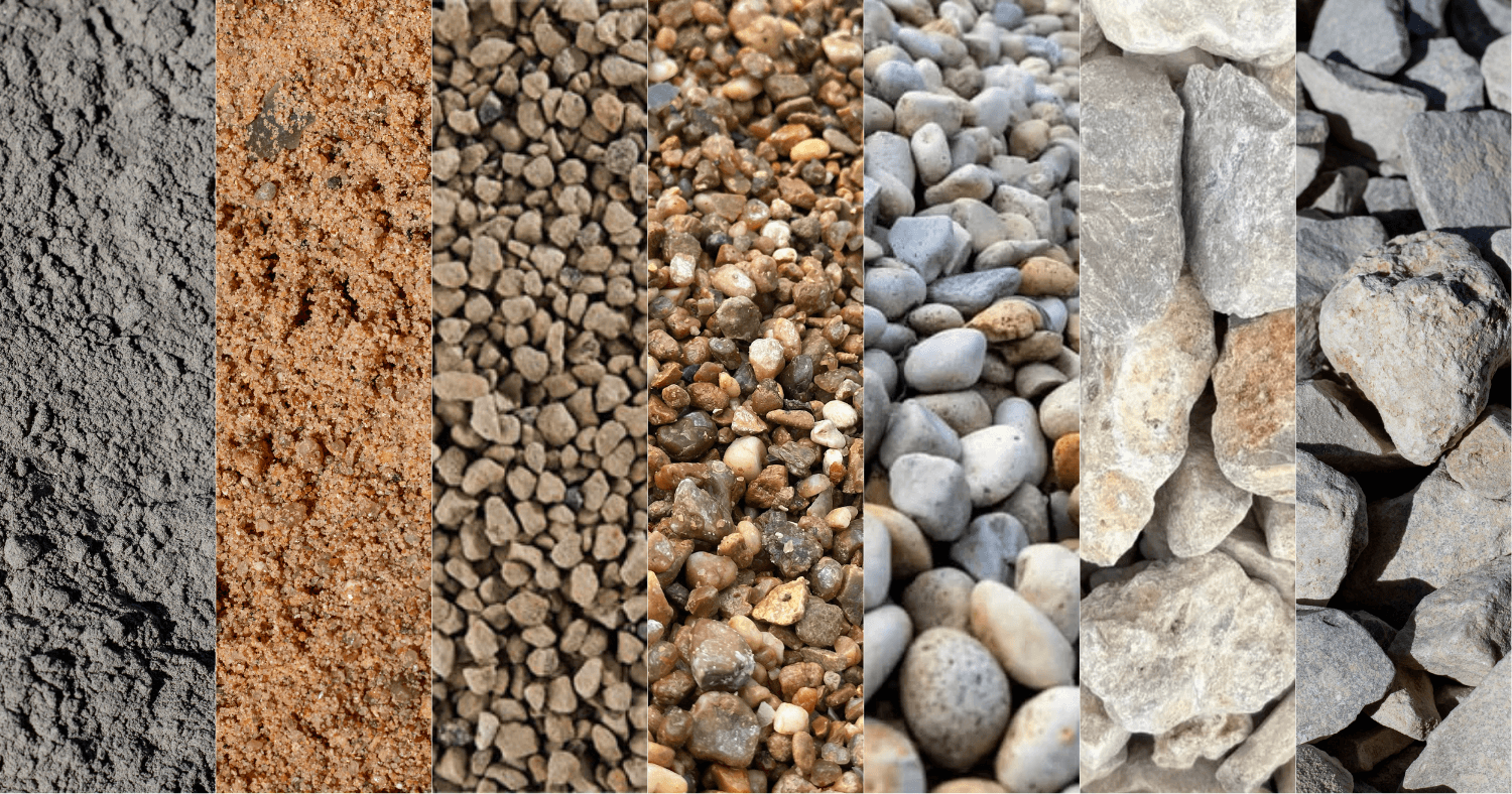 Collage of materials used in concrete