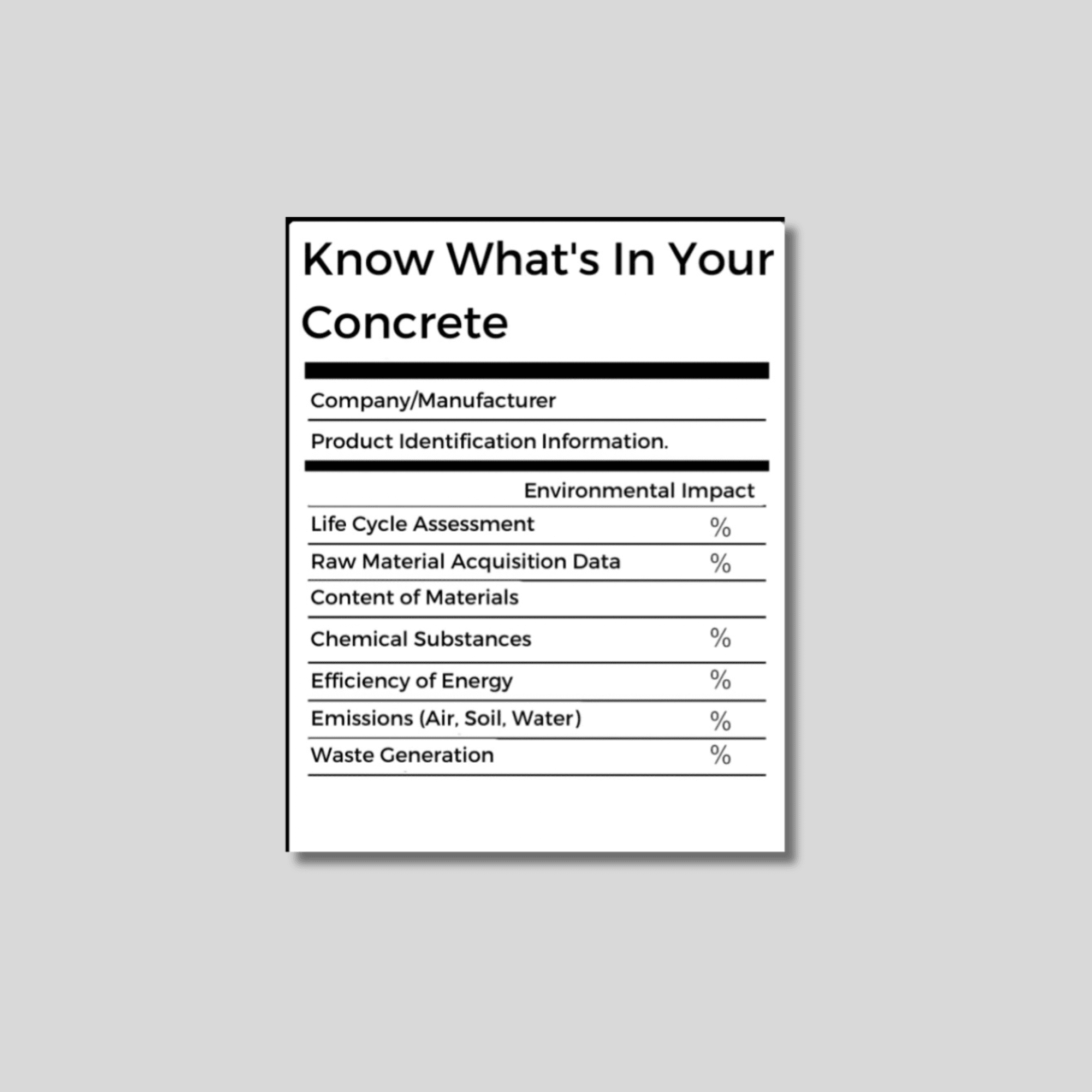 EPD nutrition label