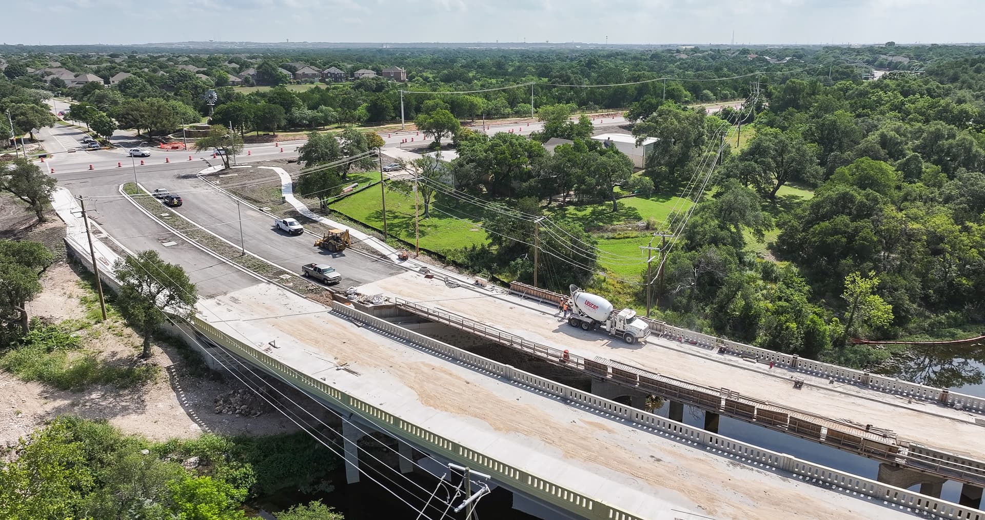 Lauren Concrete truck on the bridge at the Wyoming Springs project