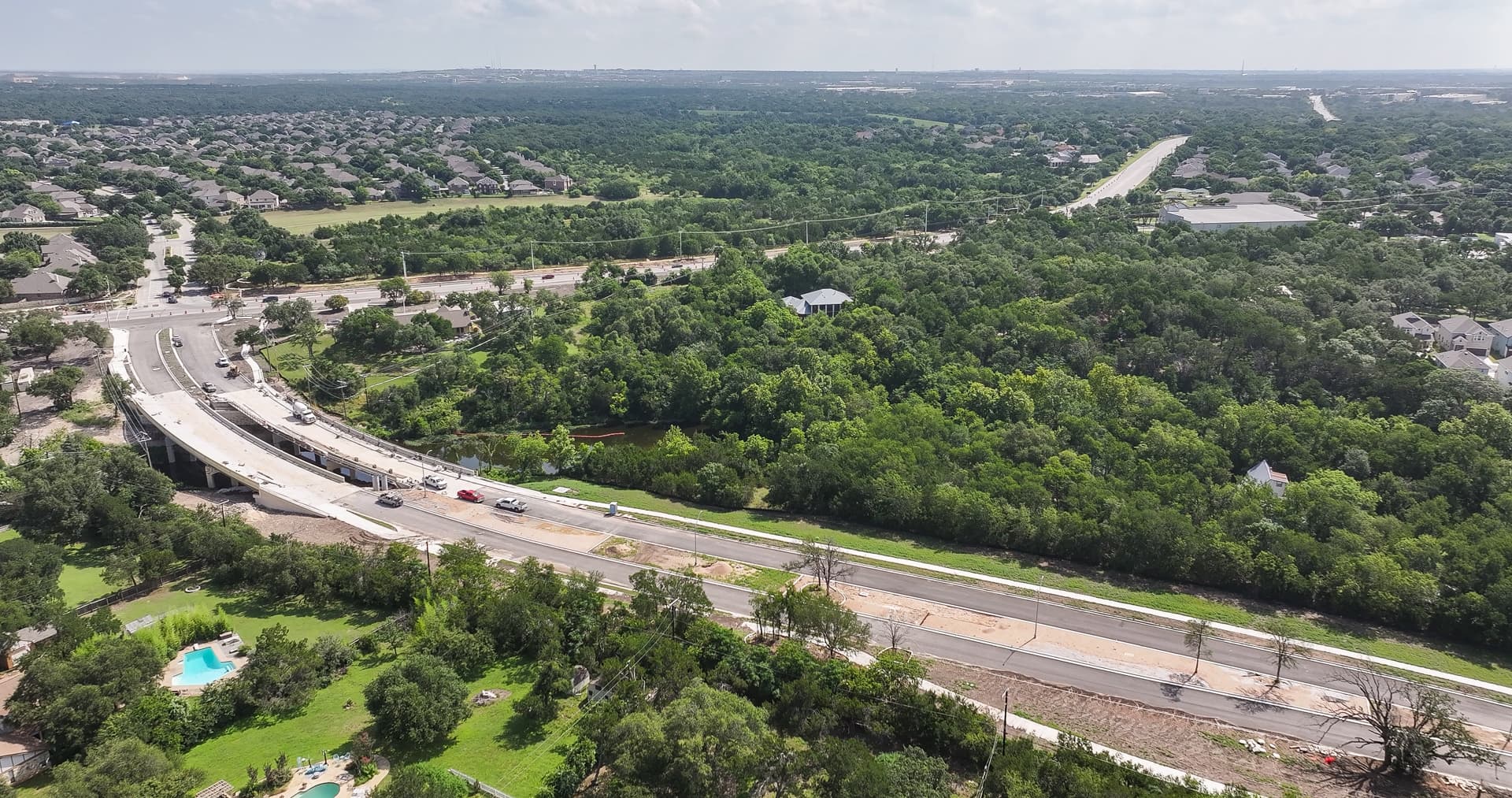 Wyoming Springs bridge and road project from the sky 