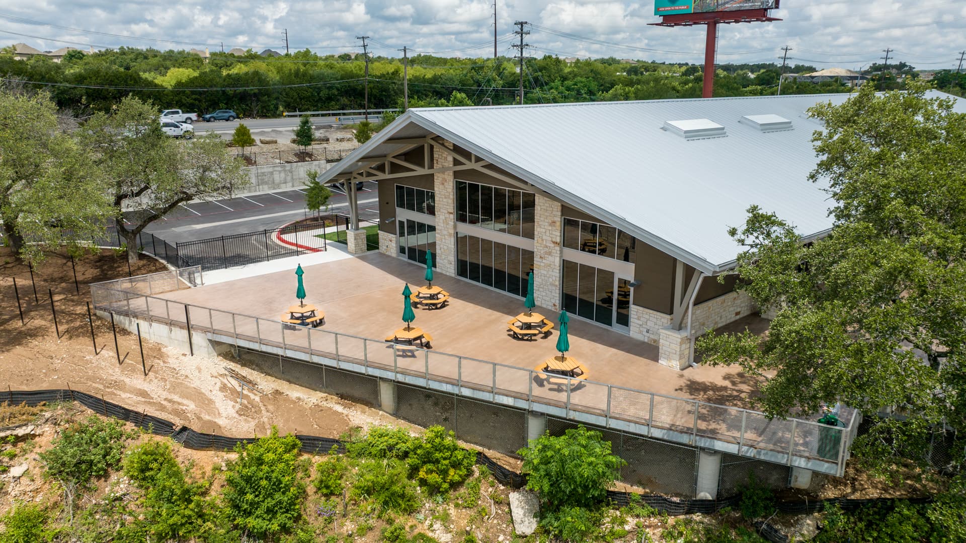 Twin Lakes YMCA Expansion stamped patio from the sky