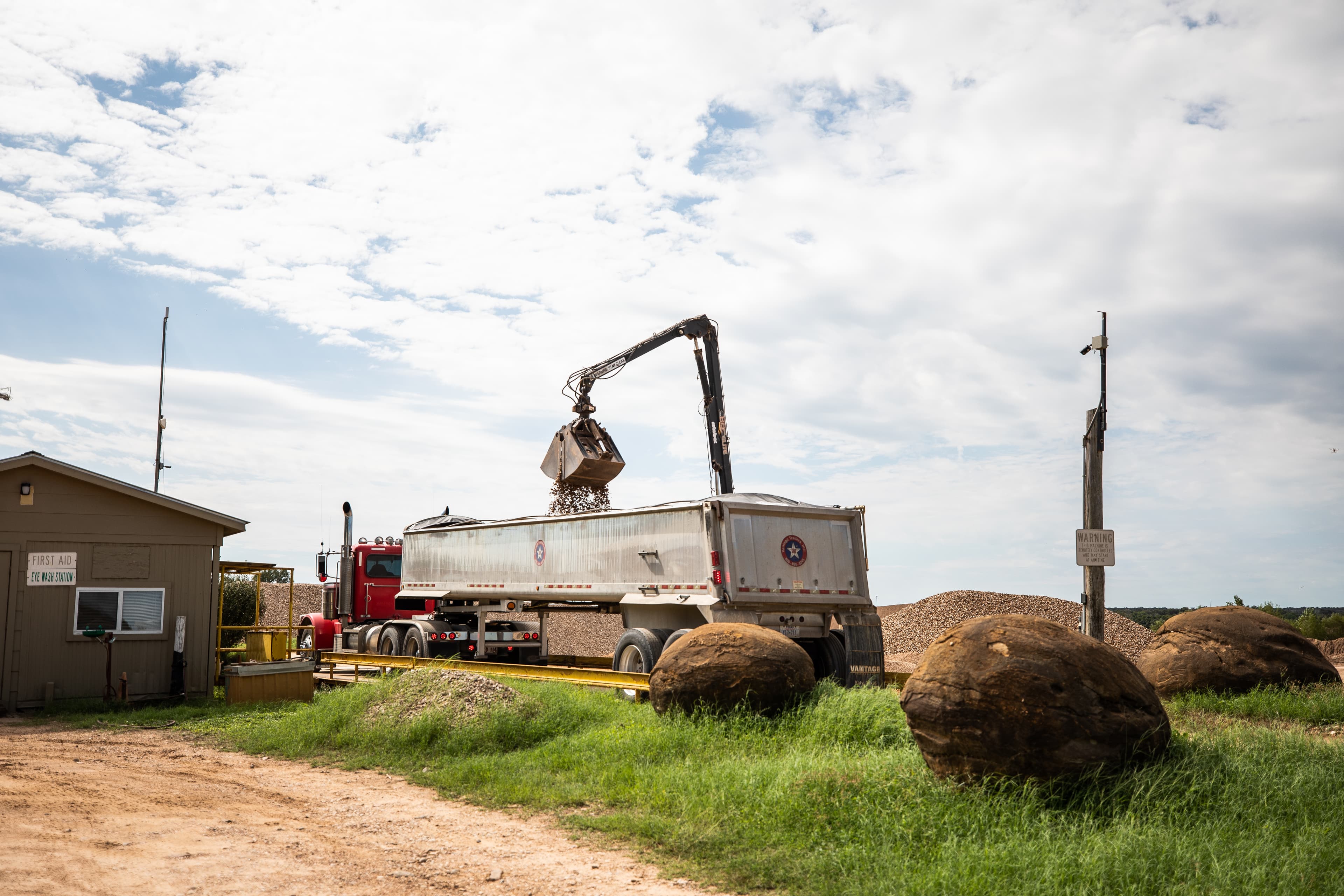End dump being filled with rock