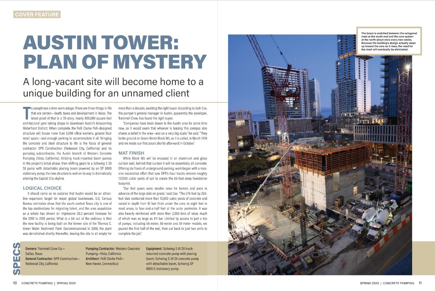 Concrete Pumping Cover Story – “Austin Tower: Plan of Mystery”