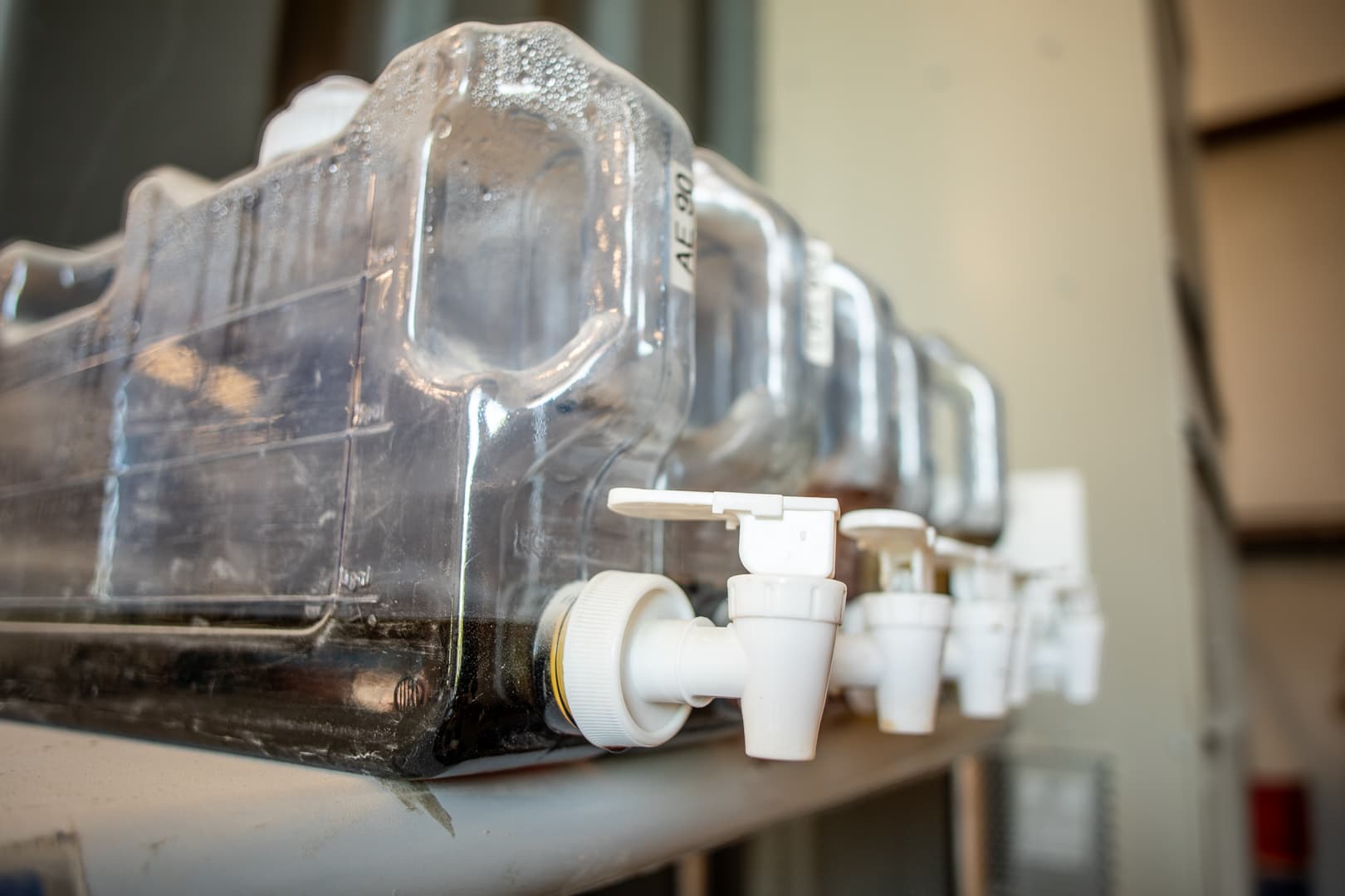 Admixtures lined up side-by-side in the lab