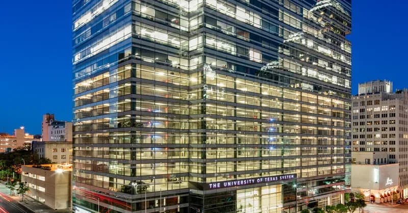 UT Systems Building at night