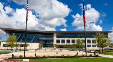 Front view of the Williamson County Administration Building in Georgetown, Texas